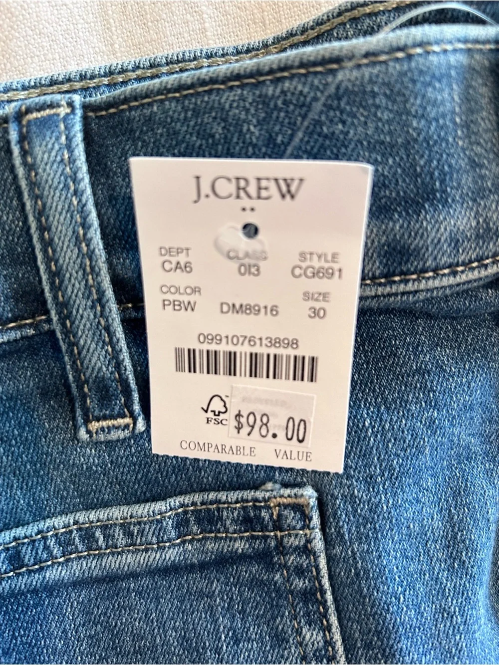 J. Crew NWT Blue Denim High-Rise Patch-Pocket Shorts